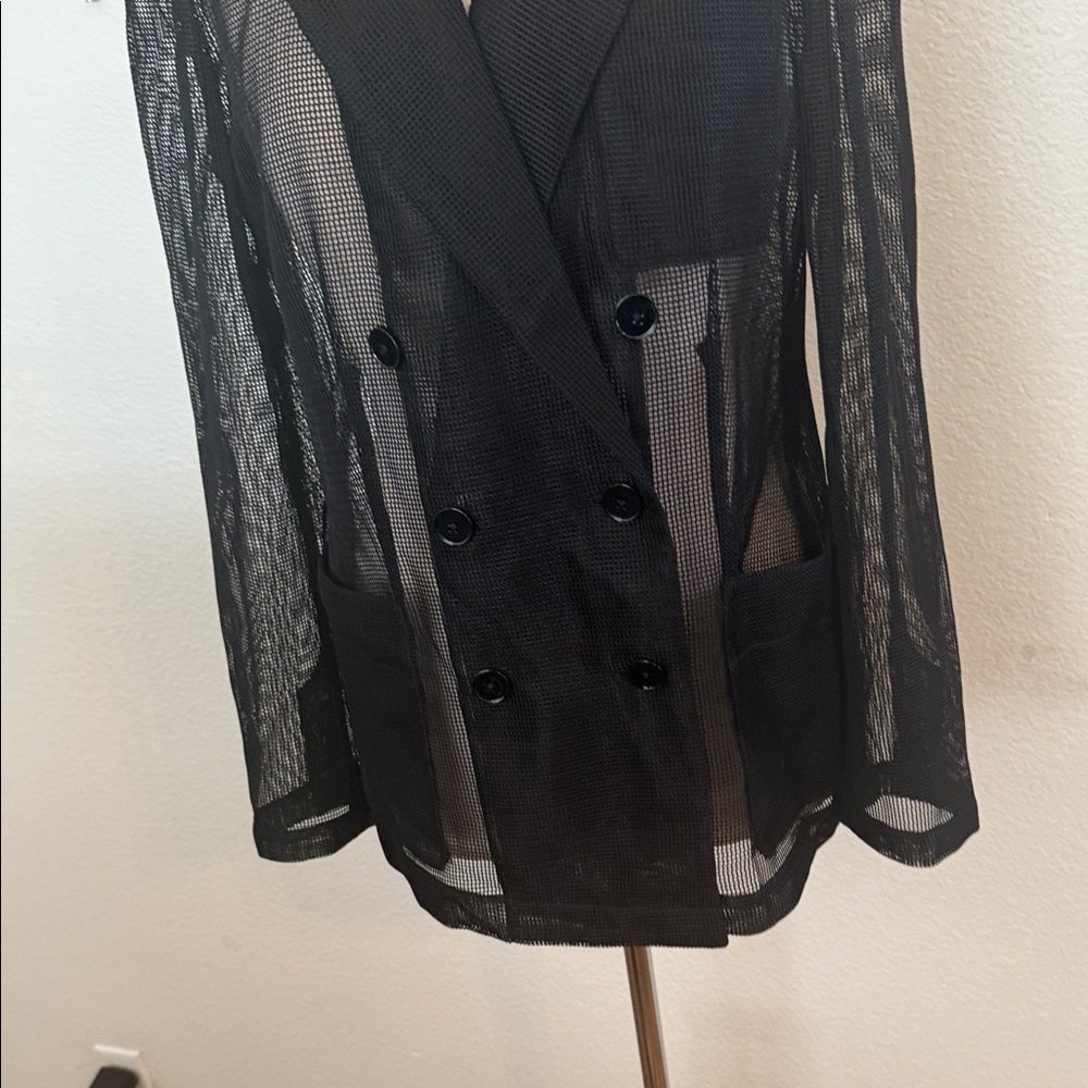 Ralph Lauren Black Sheer Double-Breasted Blazer - Picture 5 of 8